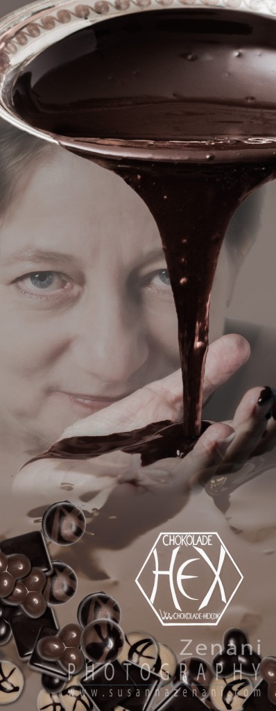 Grafisk sammensat billede af chokolade kunstner Tina Møller